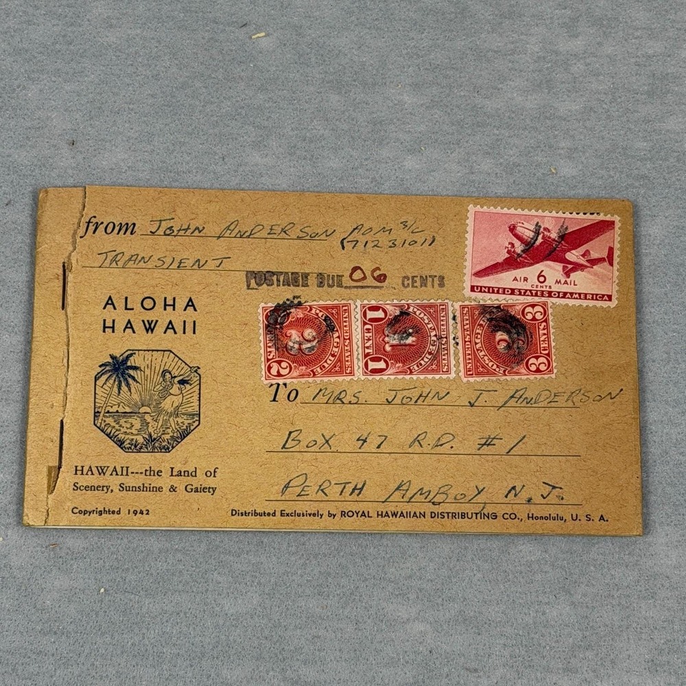 Vintage c1940s Hawaii Souvenir Postcard Booklet Aloha Military Correspondence